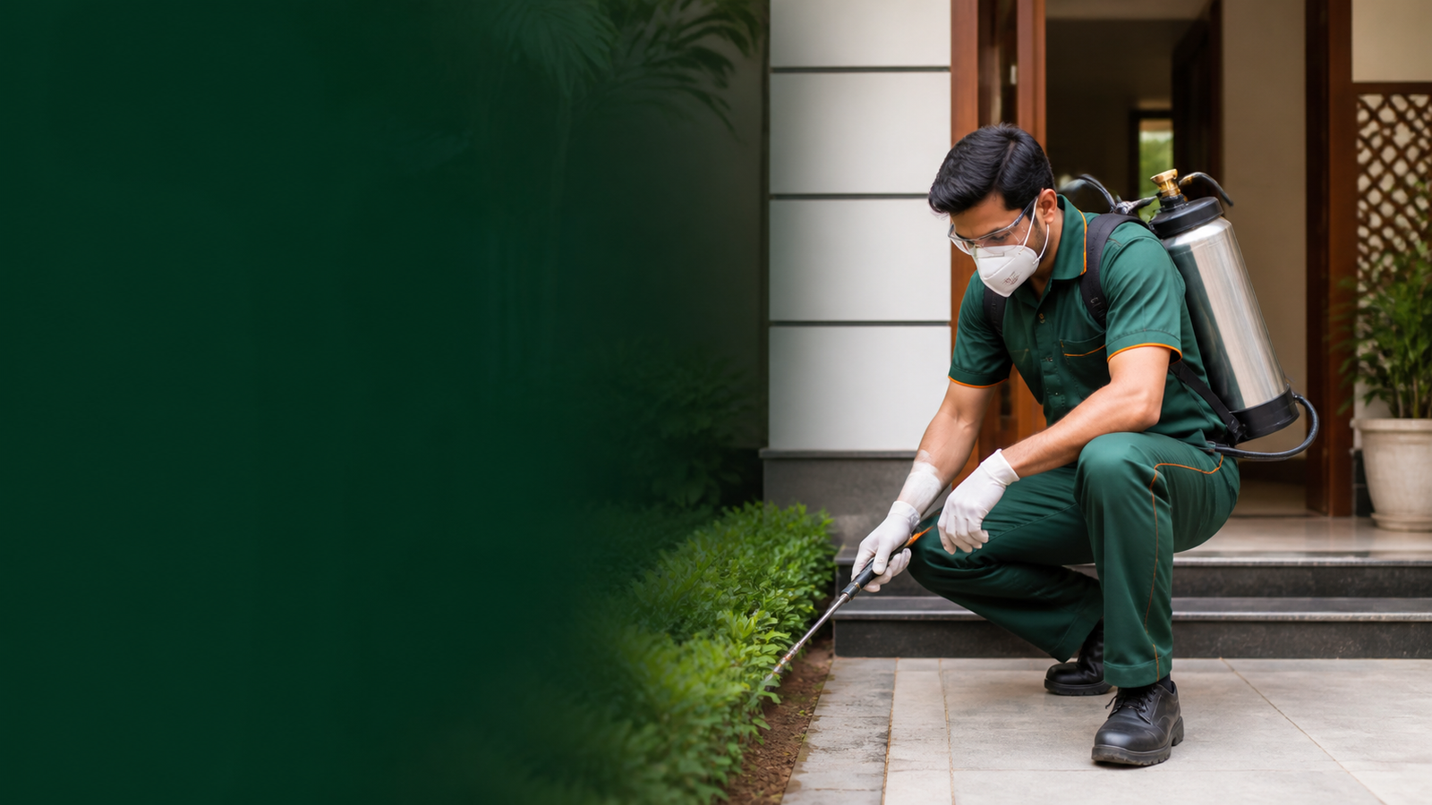 Quickill pest control technician with happy home customers