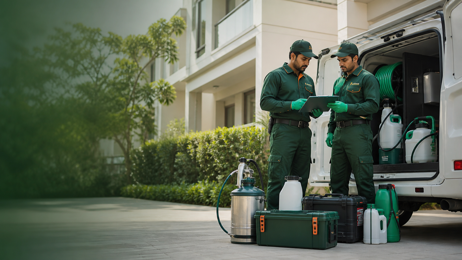 Quickill pest control services team with equipment for Delhi NCR homes and businesses
