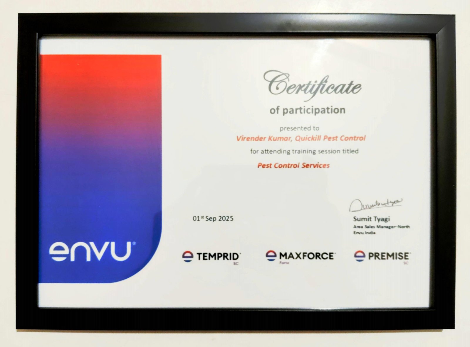 Envu Training Certificate